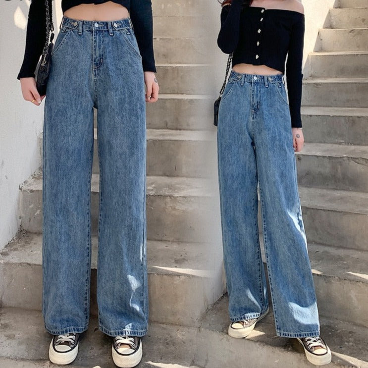 sixsr streetwear high waist women's fashion jeans woman girls women wide leg pants trousers female trousers denim bagge mom jeans
