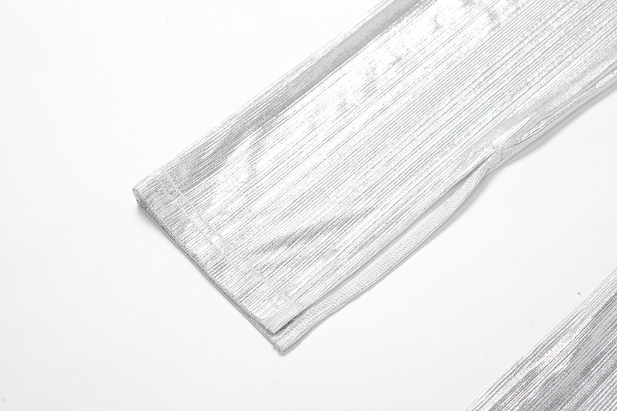 sixsr Sexy Bright Women 2-Piece Suits Criss Cross Halter Camisole Tops+Skinny Split Pants Sportswear Female Night Clubwear