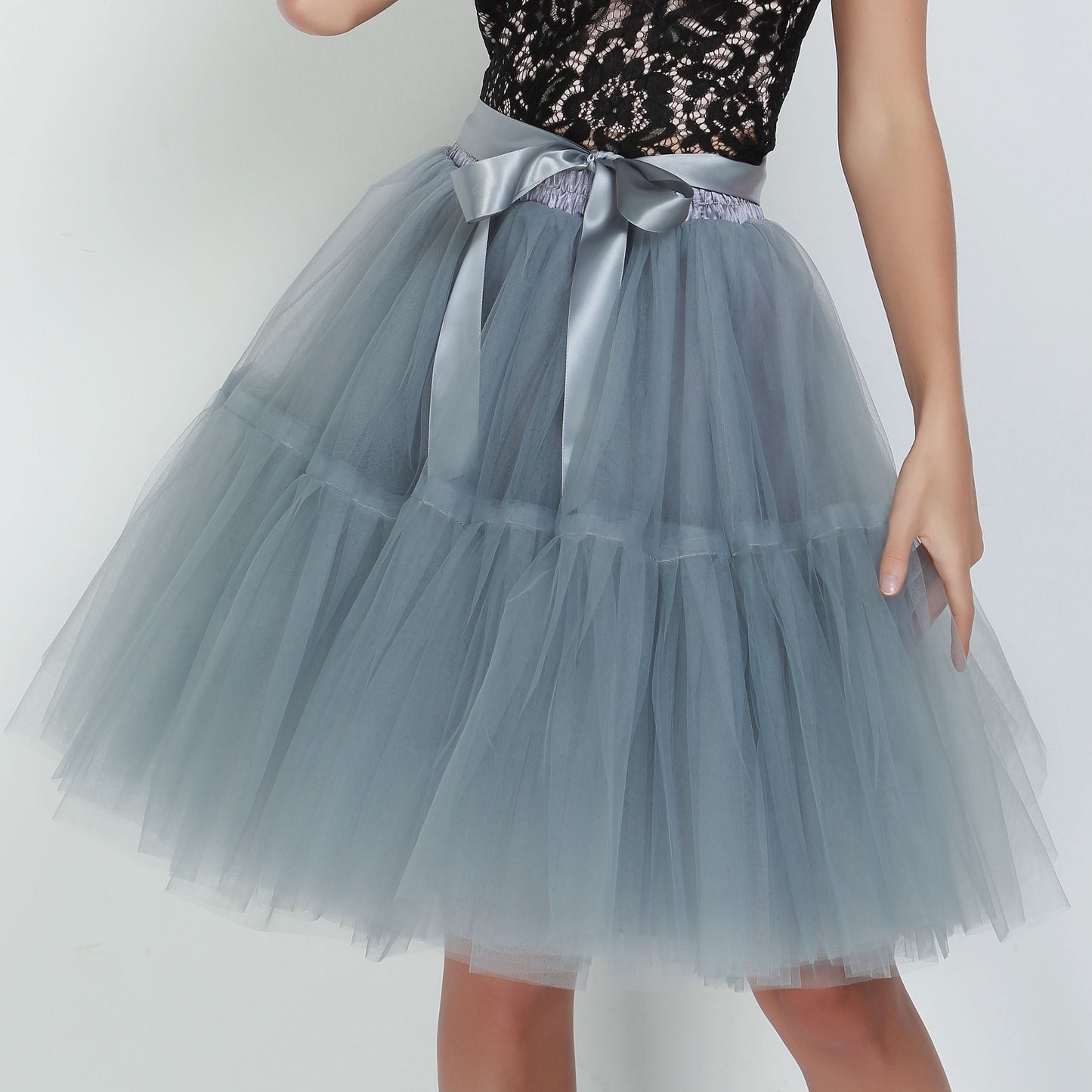 sixsr Petticoat 5 Layers 60cm Tutu Tulle Skirt Vintage Midi Pleated Skirts Womens Lolita Bridesmaid Wedding faldas Mujer saias jupe