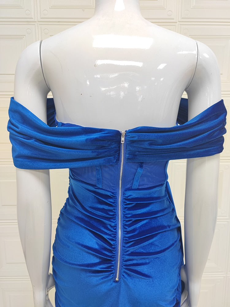 sixsr Spring Outfits Trends Draping Off Shoulder Corset Dress High Quality Christmas Summer Bodycon Dress Women Sexy Evening Club Dress Outfit