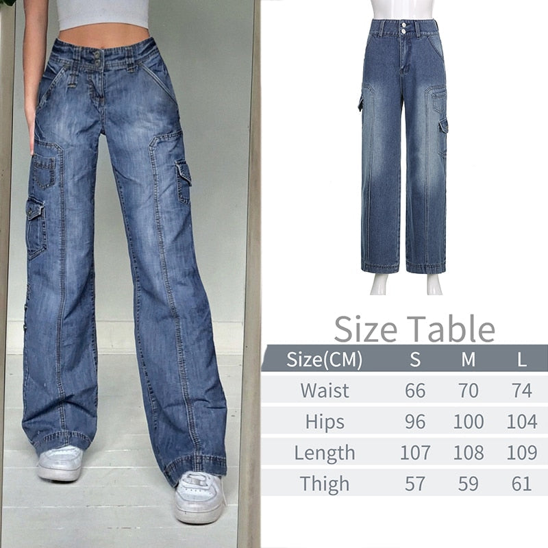 Sixsr New Printed Baggy Y2K Jeans Women's Low Waist jeans Autumn Winter Oversize Wide Leg Baggy Pants Casual Cargo Trousers