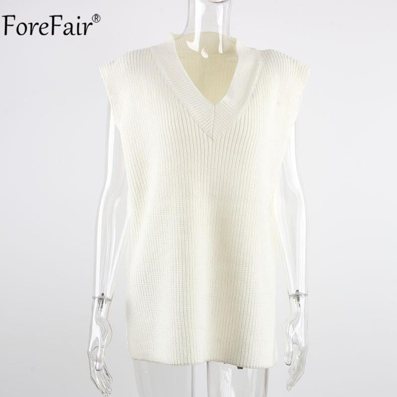 Sixsr Women V Neck Sweater Vest Korean Preppy Style Solid Knitted Sleeveless Sweater Female Autumn Winter Casual Loose Pullover Jumper