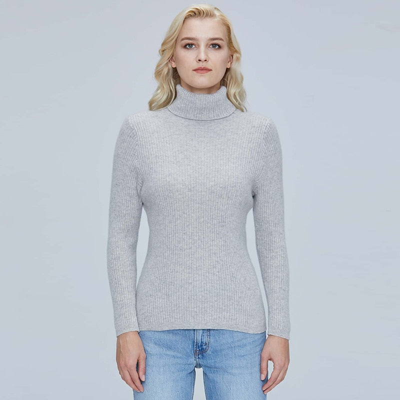 100% Merino Wool Turtleneck Women Sweater Autumn Winter Warm Soft Jumper Women Knitted Pullover Femme Cashmere Sweater Knit