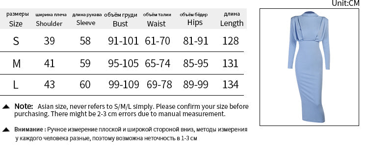 Sixsr Elegant Women Dress Stand Collar Slim Waist Solid Blue Ankle Length Autumn Long Sleeve Casual Party Dress Fashion