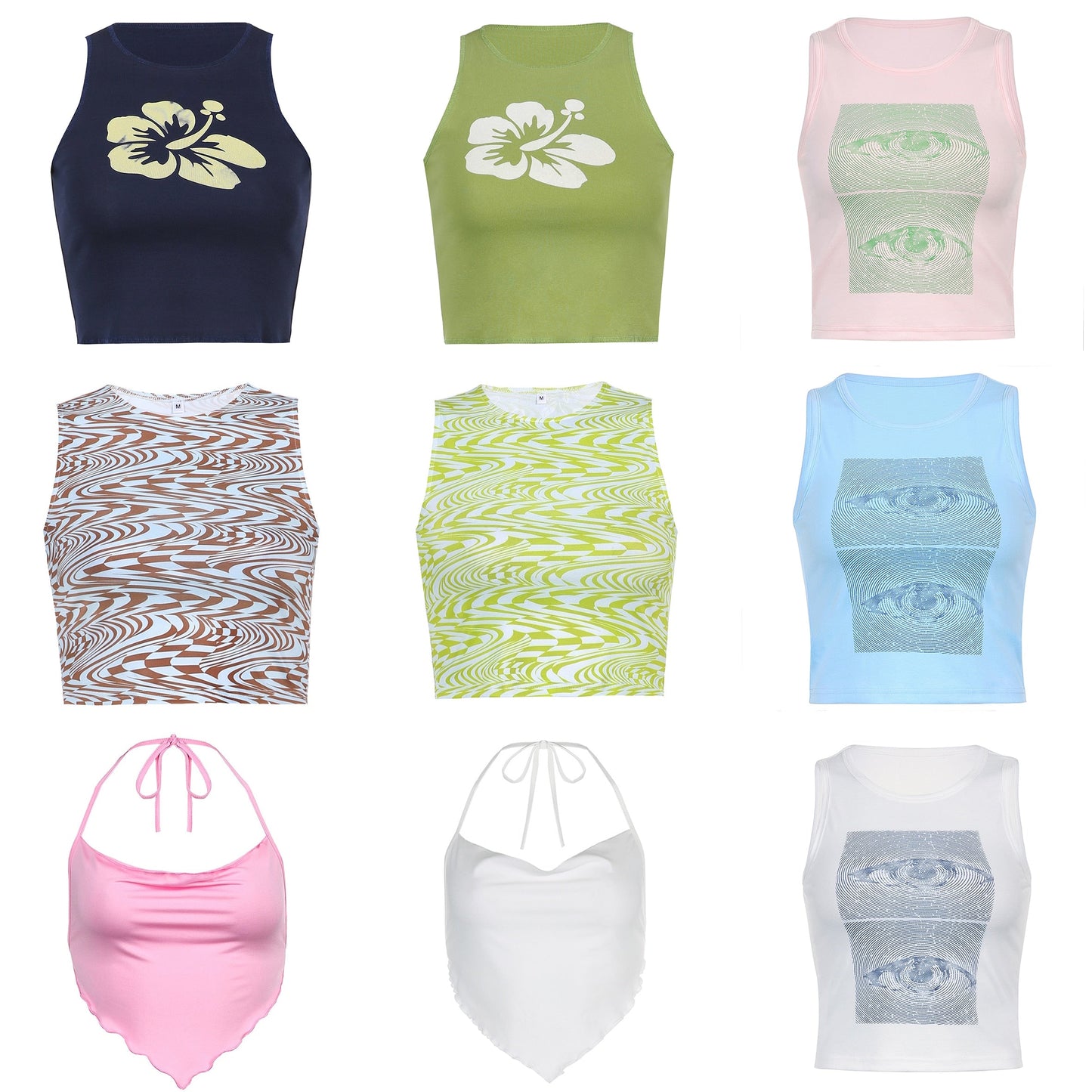 sixsr 80s fashion 21 Style Sexy Vintage Strappy Y2K Halter Crop Top Women Summer 90s Backless Cami Tops Tees Ladies Fashion Fitness Camisole Party