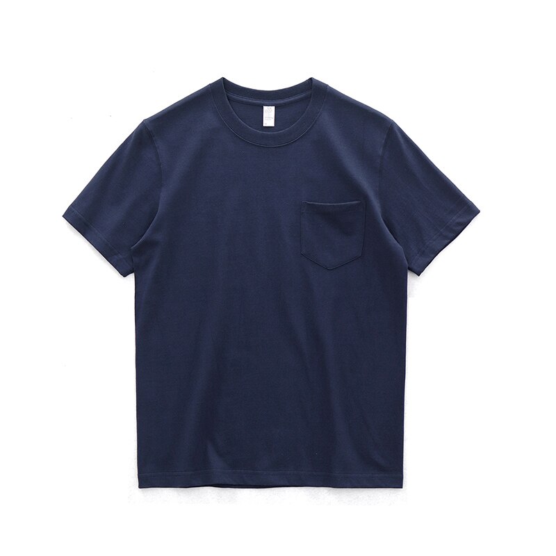Sixsr 260g Heavy Weight Men's T-Shirt Summer Retro Simple Handsome Chic Casual Soft Solid Color Cotton Pocket Short Sleeve O-Neck Tees