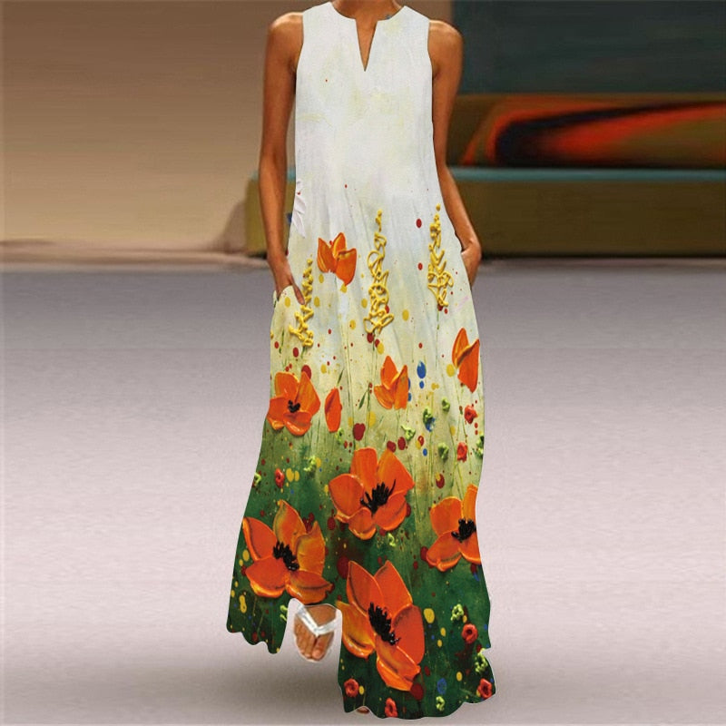 Sixsr Summer Long Dress Elegant Robe Dress Party Sleeveless Dresses Women Casual Sundress Vintage Maxi Dresses For Women