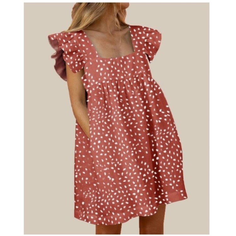 Women Autumn Spring Vintage Mini Cupcake Dress V Neck Long Lantern Sleeve Back With Ruffles Korean Style Elegant Red Dress