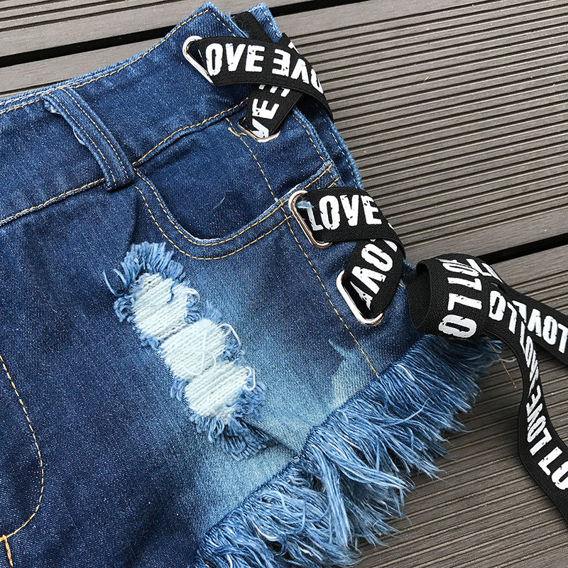 sixsr Sexy Low Waist Bandage Denim Ripped Hole Short Jeans Women Mini Skinny Sexy Club DJ Dance Shorts New White Blue Black