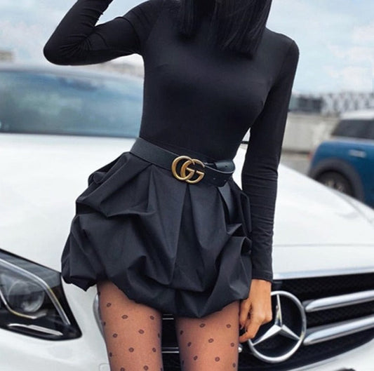 Sixsr Solid Long Sleeve Mini Bud Dress  Party Dress  Black Dress Women Dress
