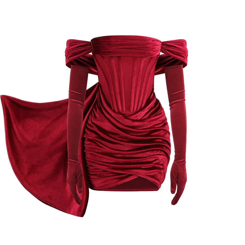 sixsr Spring Outfits Trends Draping Off Shoulder Corset Dress High Quality Christmas Summer Bodycon Dress Women Sexy Evening Club Dress Outfit