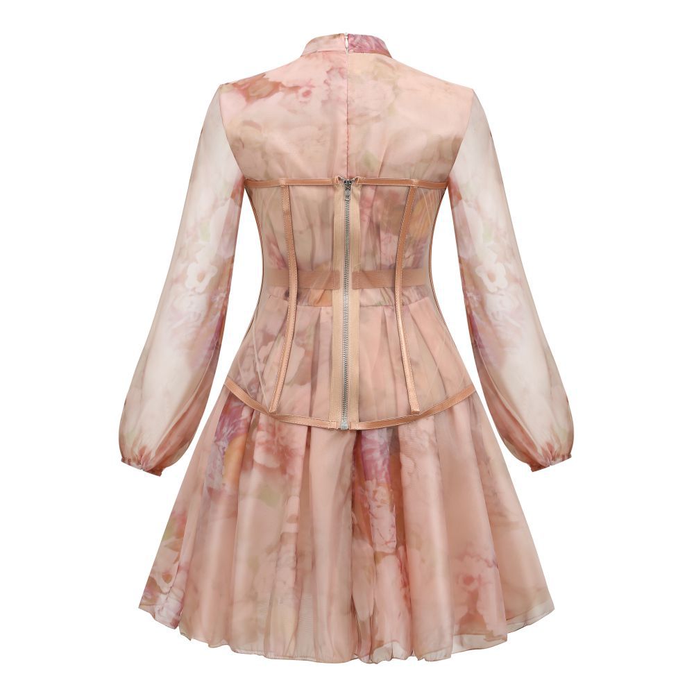 Sixsr New Design 2pcs Summer Dress for Women Black Sexy Corset Dress Vintage Slim Mesh Outfit Clubwear Dress Shirt for Girl's Party