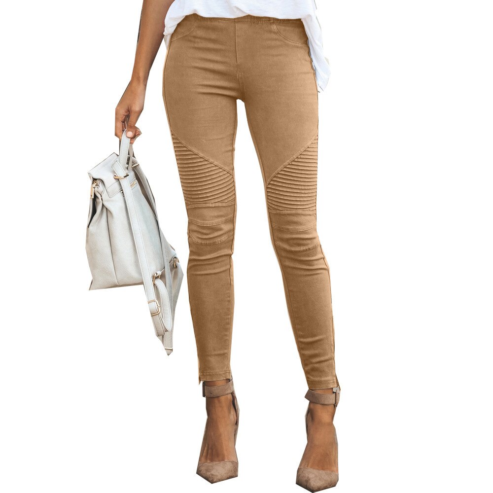 New Fashion Casual Solid Color Elastic Skinny Pants For Women