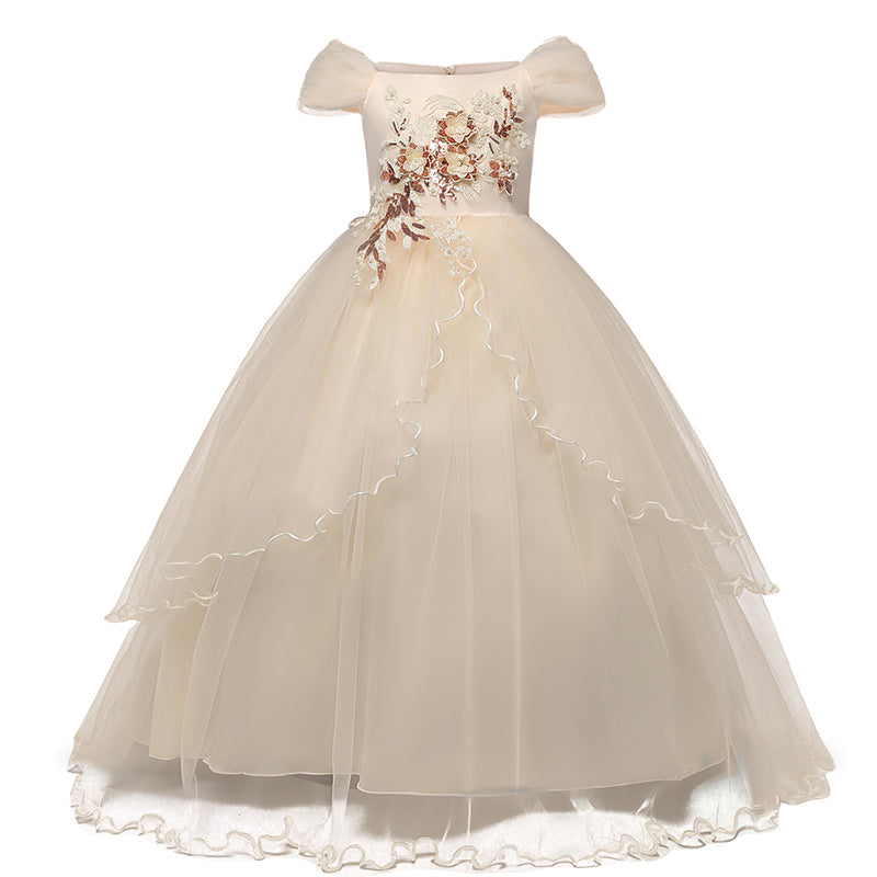 sixsr Red Girl Lace Embroidery Christmas Birthday Party Dress Flower Wedding Gown Formal Kids Dresses For Girls Teen Clothes 6 14 Yrs