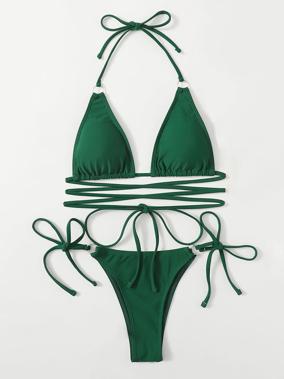 sixsr Trends Sexy Micro Bikini Criss Cross Swimwear Bandage Woman Swimsuit Female Thong Bikinis Set 2 Piece Women Bathing Suit Beachwear