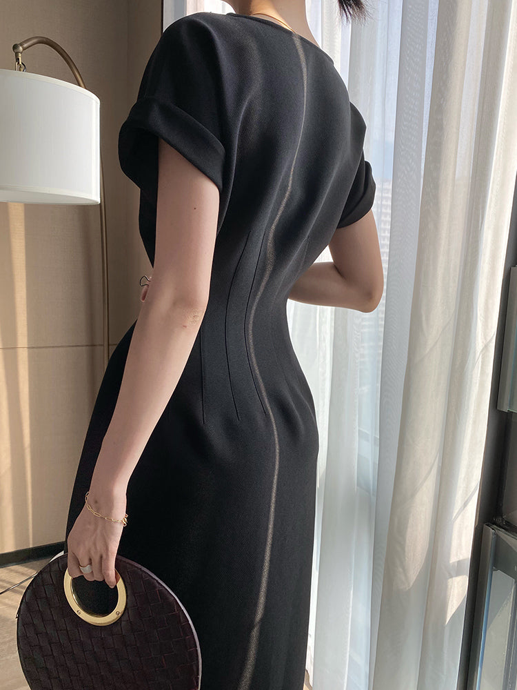 Sixsr Women Fashion White Short Sleeve Mid-calf Dress