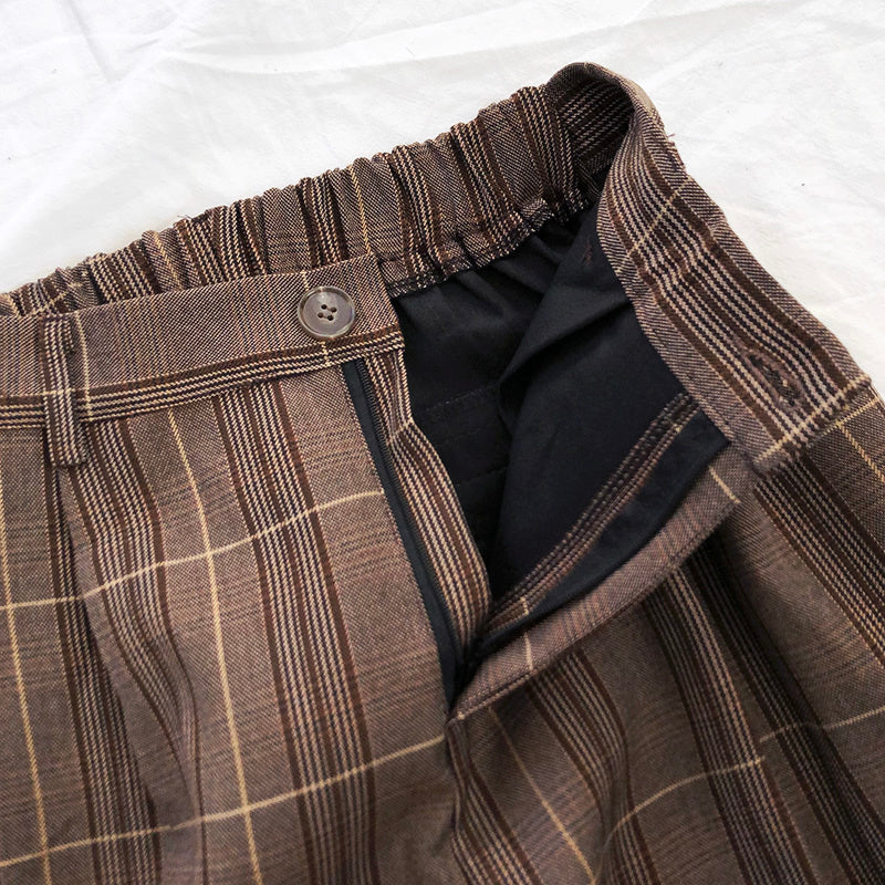 sixsr Fashion Trends Spring Women Pants Plaid High Waist Dropping Feeling High Waist Wide Leg Long Suit Pants