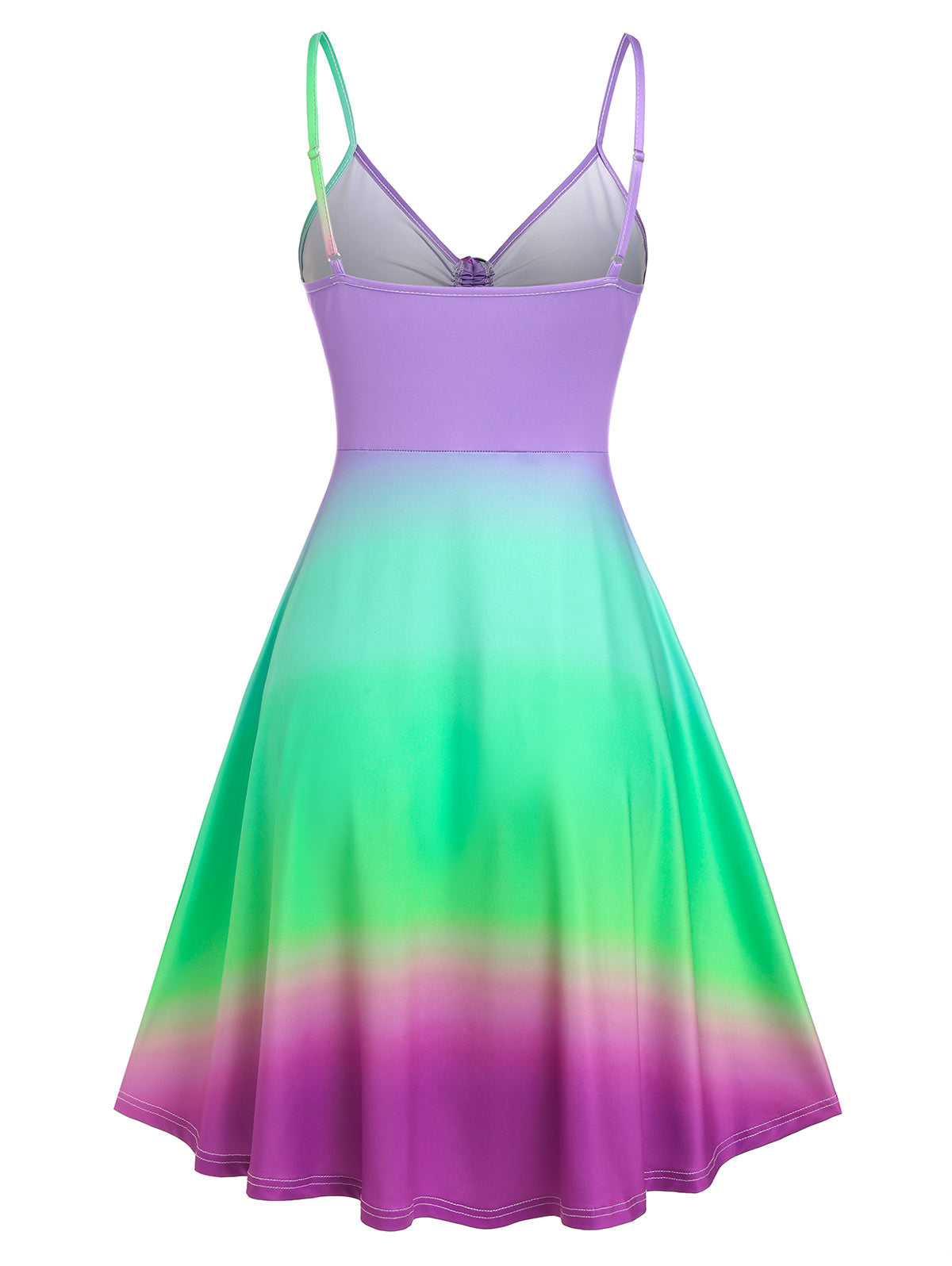 Sixsr Wipalo Casual Dress Plus Size Women Cinched Rainbow Color Ombre Slip Dress Spaghetti Strap Summer Sexy Party Dress Robe Femme