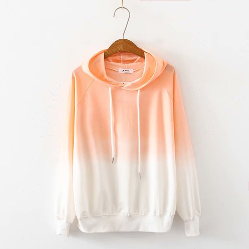 Spring and Autumn New Female Japanese Small Fresh Gradient Long-sleeved Sweatshirt Raglan Sleeves Student Wild Hoodie