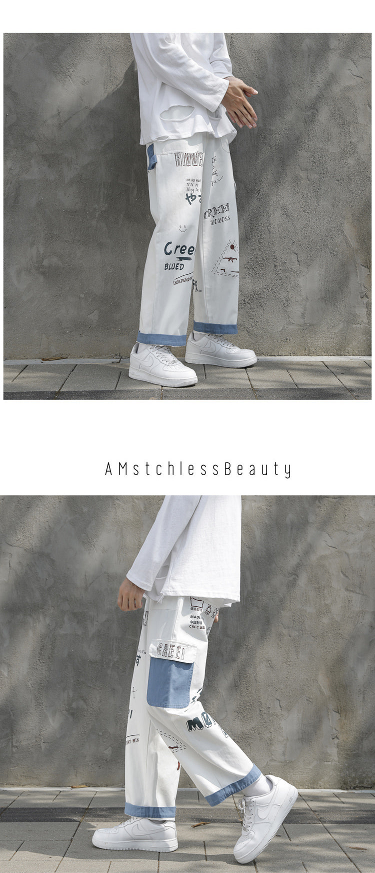 Straight Denim Jeans Men Graphic Printed Jeans 2024 Streetwear Jeans Man Wildleg Pants Hip Hop Korean Harajuku Fashion Pants