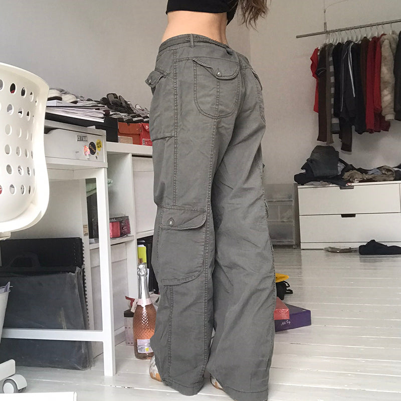 Sixsr Hot Sell Quality Grunge Streetwear Cargo Pants Woman Low Waist Baggy Mom Jeans Vintage 90s Hippie Wide Leg Denim Trousers Korean Outfits