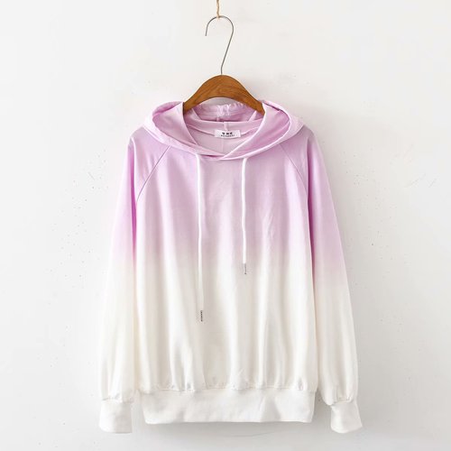 Spring and Autumn New Female Japanese Small Fresh Gradient Long-sleeved Sweatshirt Raglan Sleeves Student Wild Hoodie