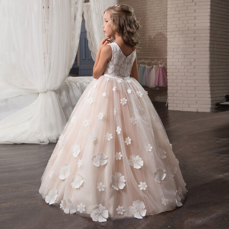 sixsr Red Girl Lace Embroidery Christmas Birthday Party Dress Flower Wedding Gown Formal Kids Dresses For Girls Teen Clothes 6 14 Yrs