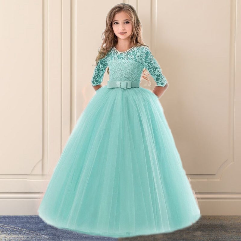 sixsr Vintage Flower Girls Dress for Wedding Evening Children Princess Party Pageant Long Gown Kids Dresses for Girls Formal Clothes