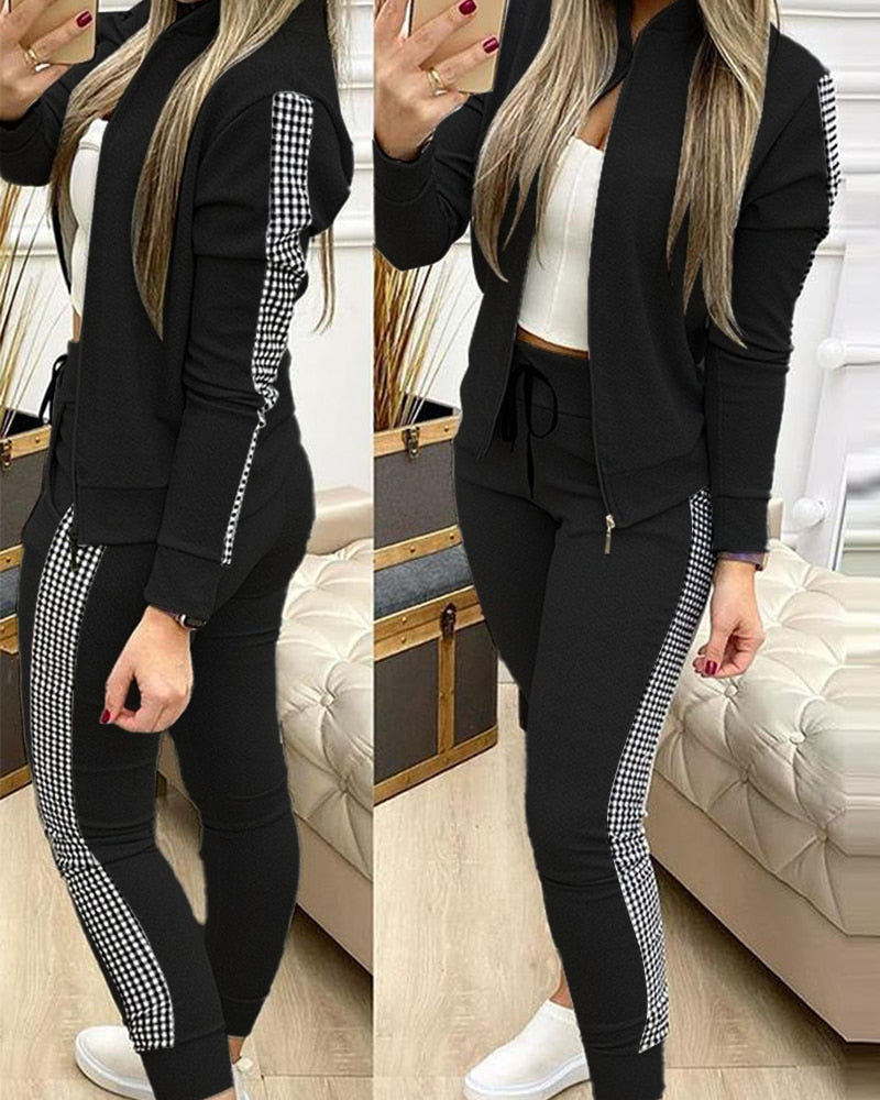 sixsr Fashion Tracksuit 2 Piece Set Autumn Winter Zipper Jacket + Long Pants Sports Suit Female Sweatshirt Sportswear Suit For Woman