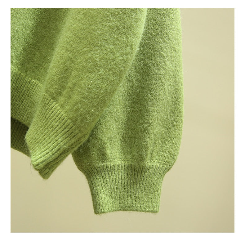 Sixsr Oversized Cardigan Women Spring Casual Solid V Neck Long Sleeve Cardigan Sweater Female Knit Jacket Coat Green Pink