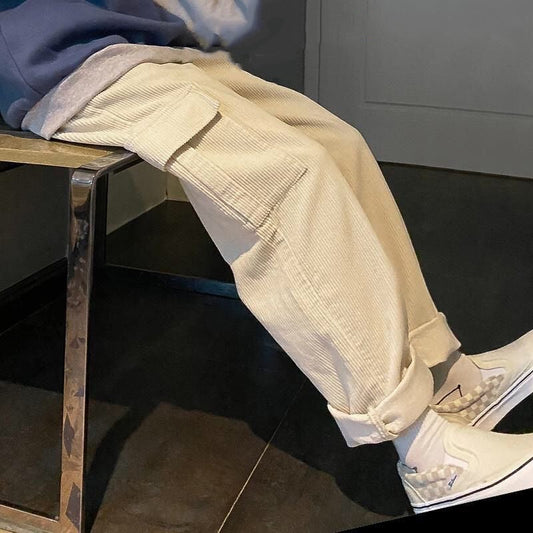 sixsr Summer Outfits  Trends Women's Cargo Pants Corduroy Wide Leg Pocket Jogger Trousers Autumn Winter Casual Loose Streetwear Harajuku Harem Pant Females