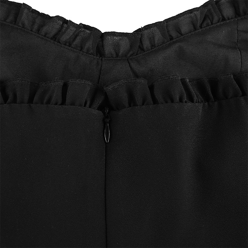 Sixsr Sweetown Dark Academia Gothic Dresses Women Chiffon Ruffles Black E Girl Clothes Sleeveless V Neck Lace Up Mini Dress Summer