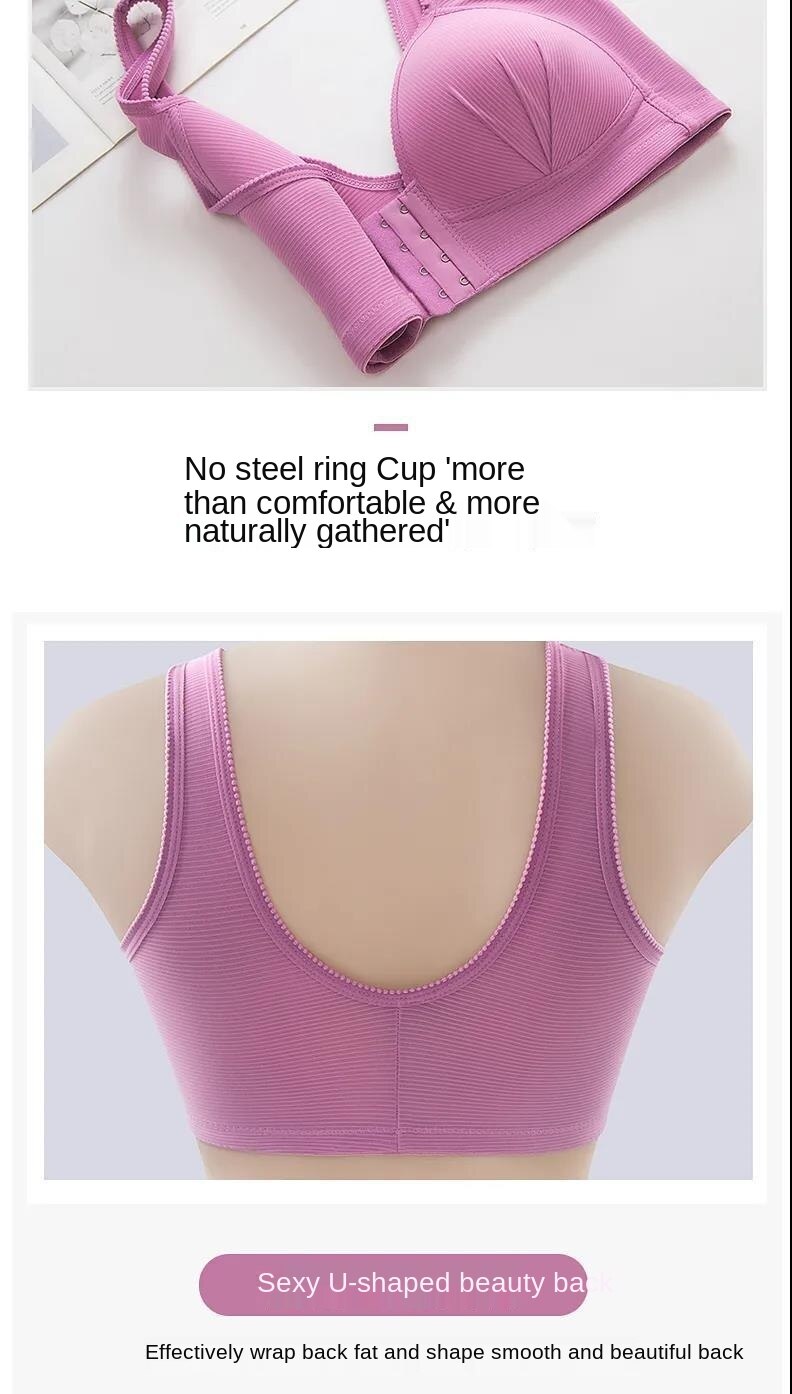 Sixsr Plus Size Sexy Push Up Bra Front Closure Solid Color Brassiere Wireless Bralette Breast Seamless Bras for Women BCD 105