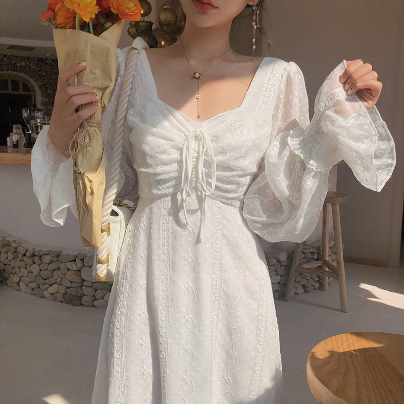 Sixsr Vintage Fairy Dress Women Elegant Designer Chiffon Dress Long Sleeve French Party Midi Dress Casual Women's Clothing Autumn