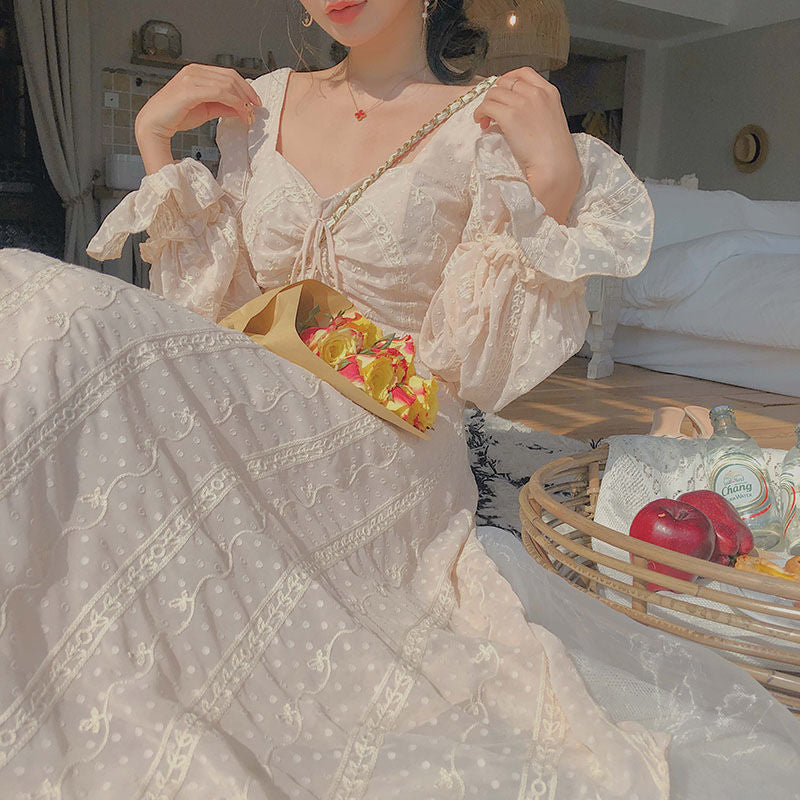 Sixsr Vintage Fairy Dress Women Elegant Designer Chiffon Dress Long Sleeve French Party Midi Dress Casual Women's Clothing Autumn