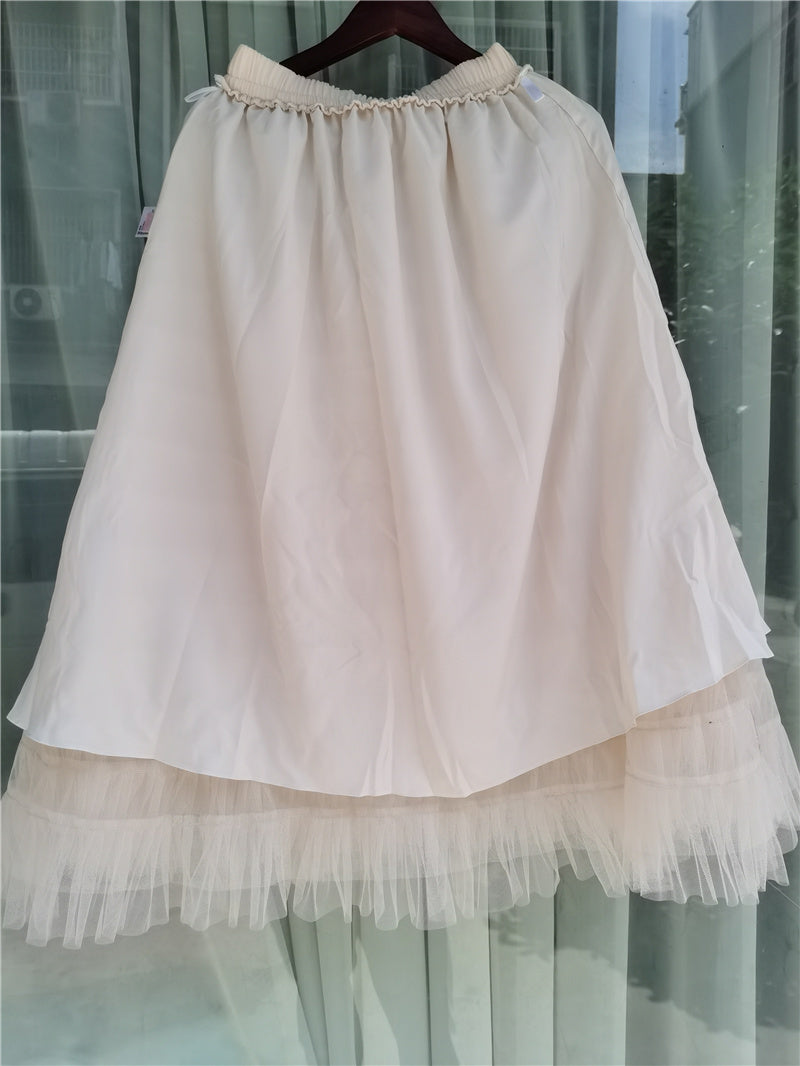 sixsr jupe femme ete Spring Party Skirt Elastic High Waist Long Tulle Skirt Women Multilayer ruffles Pink Mesh Tutu Skirt Ladies