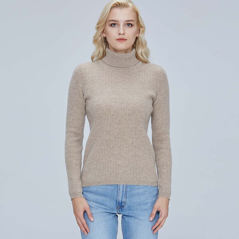 100% Merino Wool Turtleneck Women Sweater Autumn Winter Warm Soft Jumper Women Knitted Pullover Femme Cashmere Sweater Knit