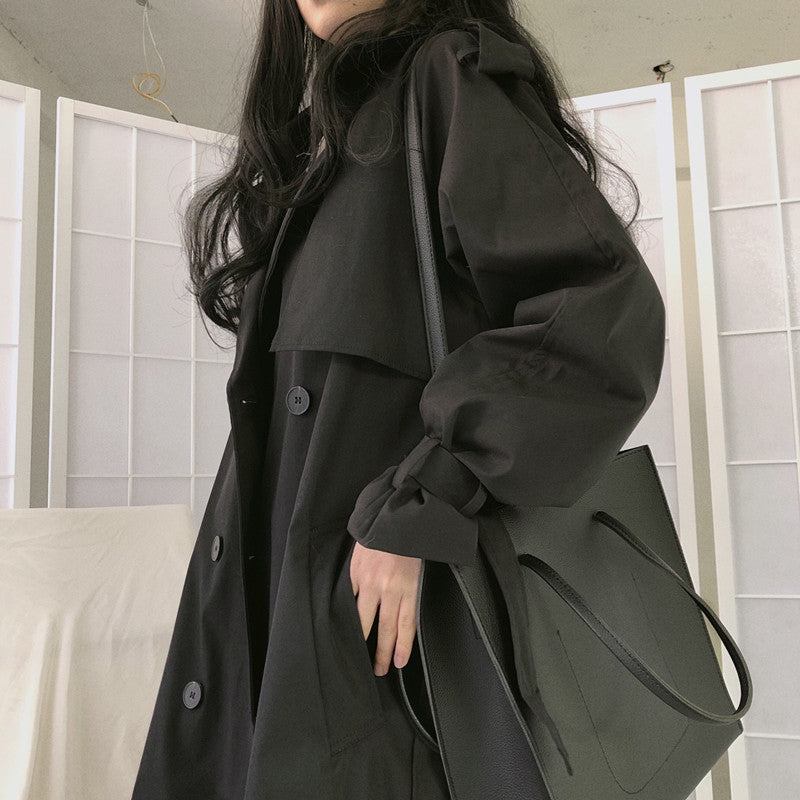 Sixsr Chic Women Trench Coat Casual Women's Long Outerwear Loose Overcoat Autumn Winter Fashion Double-breasted Windbreaker Femme