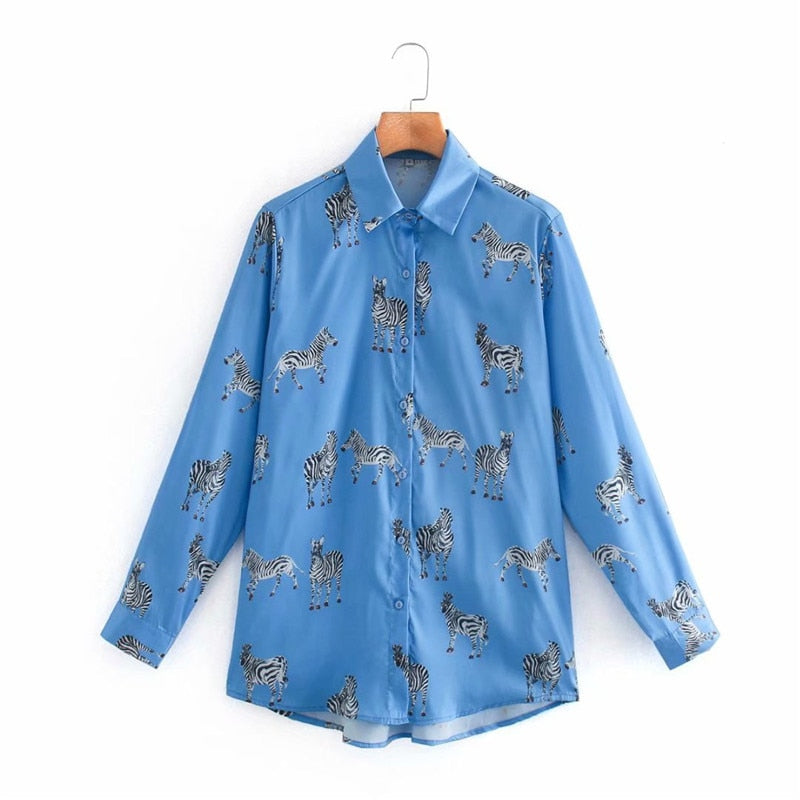 Sixsr women satin blouse long sleeve zebra print shirts vintage office ladies tops femme chandails fashion blusa de mujer Chandails