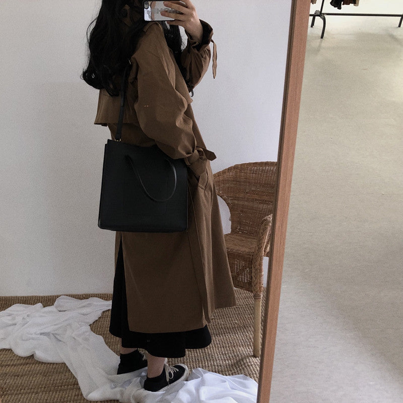 Sixsr Chic Women Trench Coat Casual Women's Long Outerwear Loose Overcoat Autumn Winter Fashion Double-breasted Windbreaker Femme