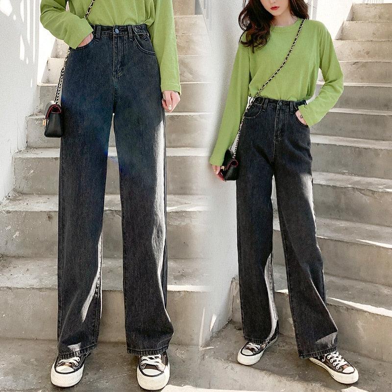 sixsr streetwear high waist women's fashion jeans woman girls women wide leg pants trousers female trousers denim bagge mom jeans