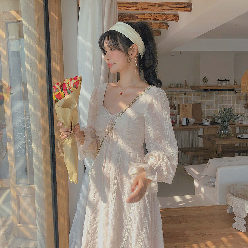 Sixsr Vintage Fairy Dress Women Elegant Designer Chiffon Dress Long Sleeve French Party Midi Dress Casual Women's Clothing Autumn