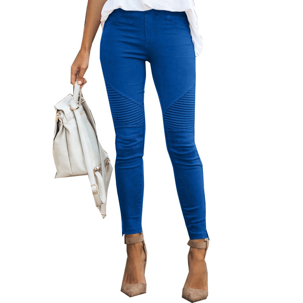 New Fashion Casual Solid Color Elastic Skinny Pants For Women