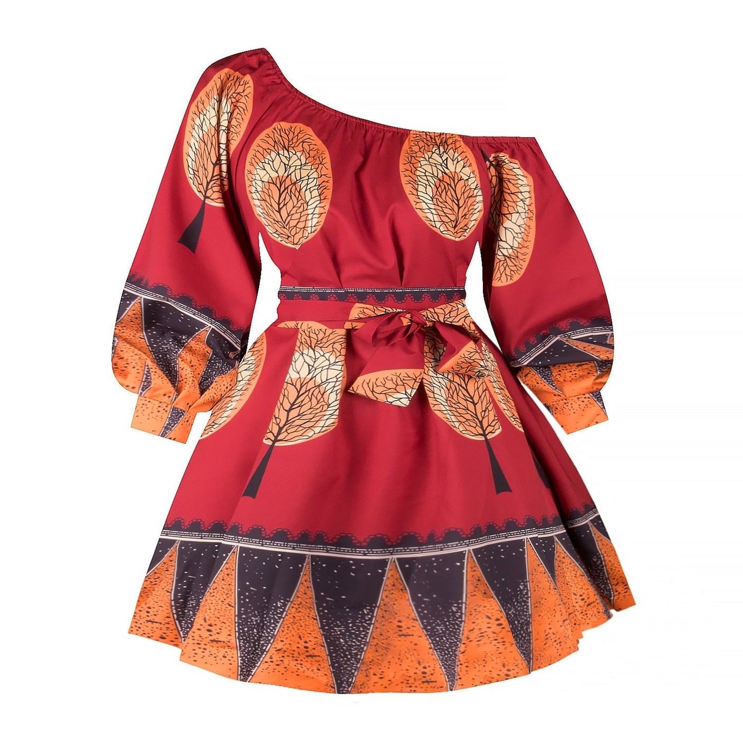 Sixsr African Dresses for Women Full Sleeve Summer Tilting Shoulder Two Wear Dress Dashiki Print African Rich Bazin Top Maxi Clothes