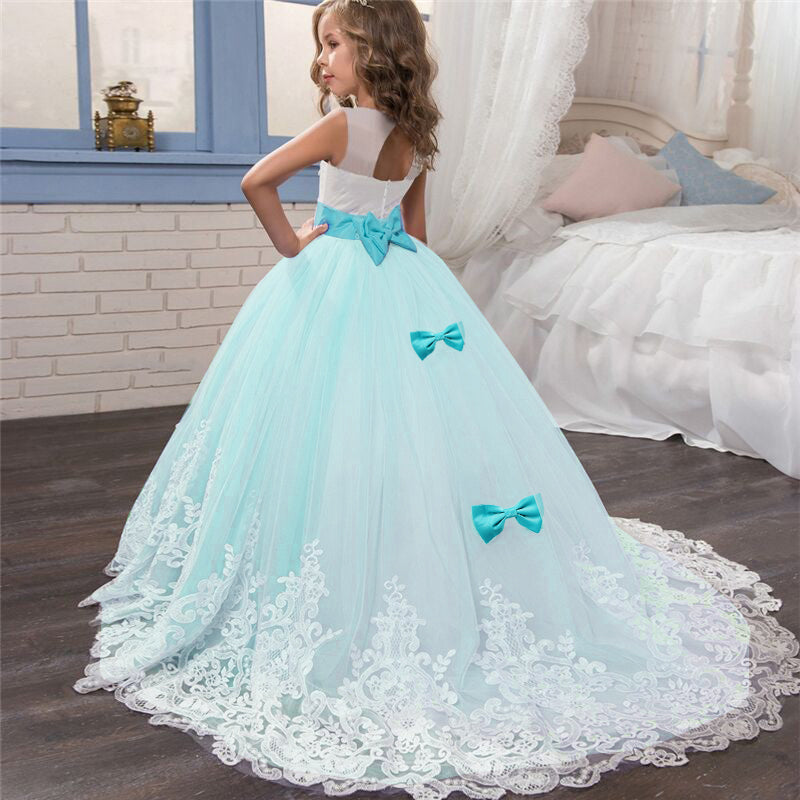 sixsr Red Girl Lace Embroidery Christmas Birthday Party Dress Flower Wedding Gown Formal Kids Dresses For Girls Teen Clothes 6 14 Yrs