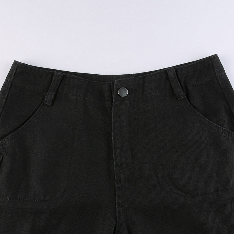 Sixsr Y2K Women Loose Jeans Fashion Street Low Waist Pocket Long Washed Solid Color Casual Workwear Jeans Female Baggy Denim Trousers
