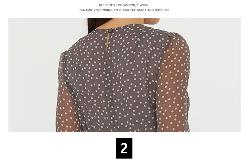 sixsr Summer Outfits Fashion Trends Elegant Dot Print Long Sleeve Polka Dress O Neck Chiffon A Line Women Casual Dress Vintage Midi Vestidos