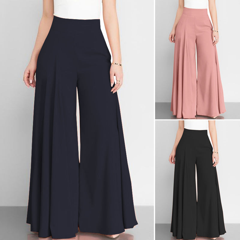 Sixsr Women Elegant High Waist Wide Leg Pants Spring Vintage Flare Trousers Casual Solid Zipper Pantalon Female Palazzo