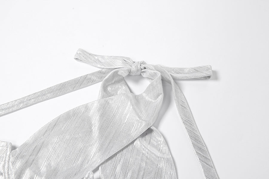 sixsr Sexy Bright Women 2-Piece Suits Criss Cross Halter Camisole Tops+Skinny Split Pants Sportswear Female Night Clubwear