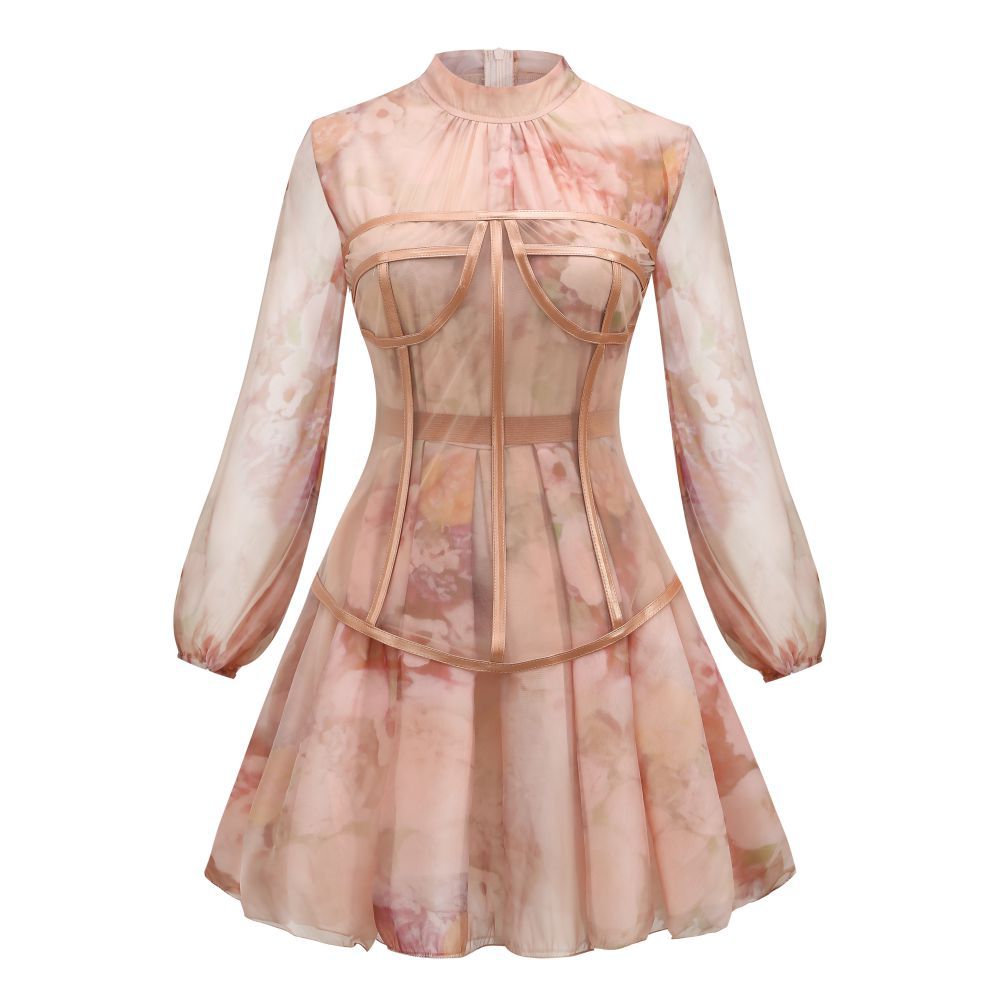 Sixsr New Design 2pcs Summer Dress for Women Black Sexy Corset Dress Vintage Slim Mesh Outfit Clubwear Dress Shirt for Girl's Party